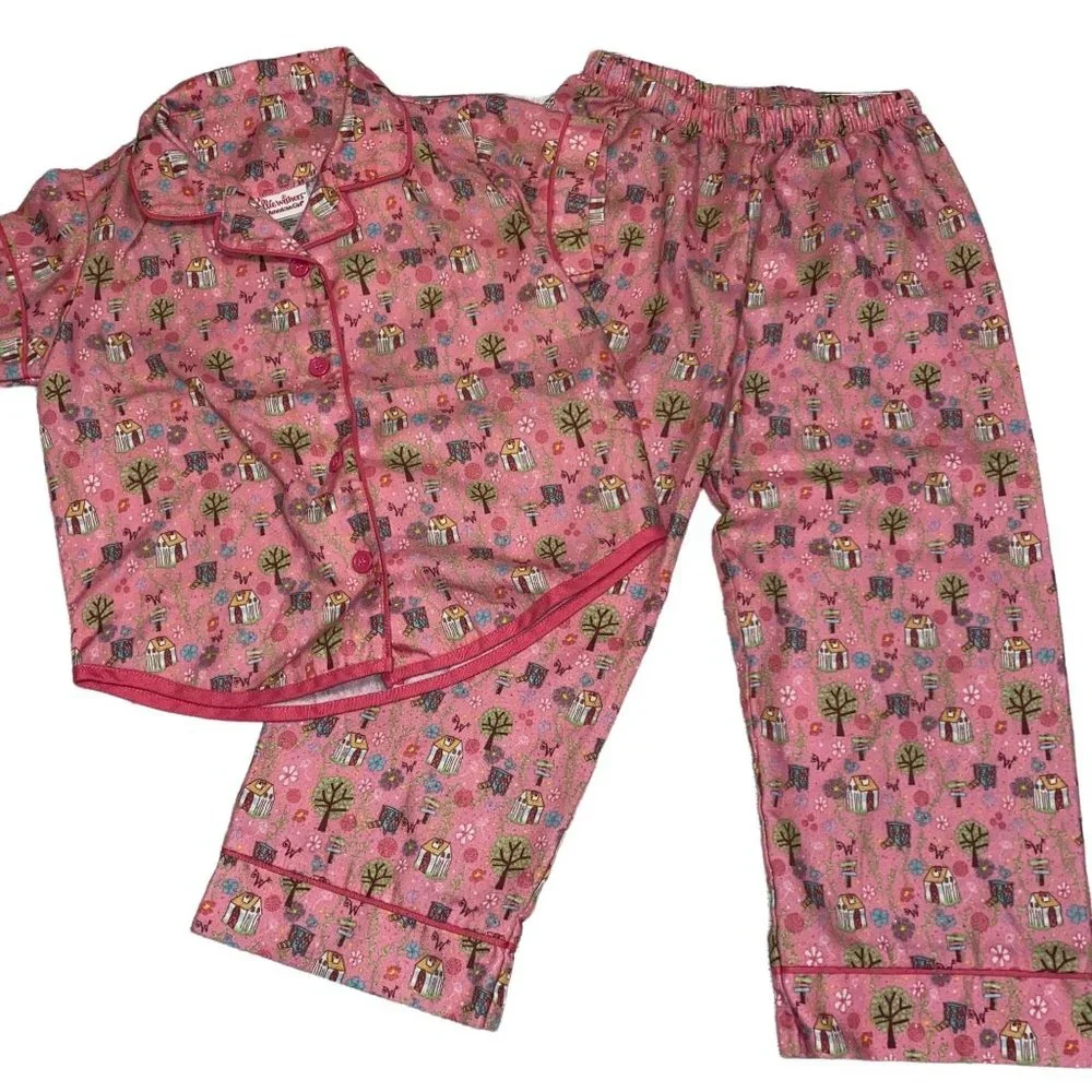 American Girl Willie Wishers 2 piece Pink Owl & Tree Print Pajama Set